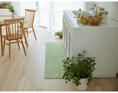 日本製 ラグ 45×180cm キッチンマット 滑り止め ポント モロッカン模様 アクセント カラーライン タフトラグ ベージュ グリーン ブルーグレー 国産 スミノエ Suminoe(代引不可)