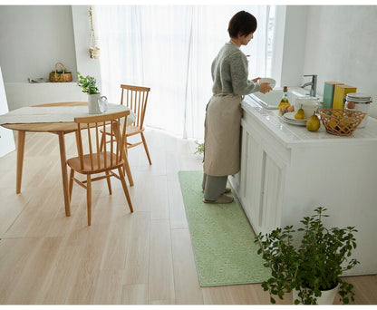 日本製 ラグ 45×180cm キッチンマット 滑り止め ポント モロッカン模様 アクセント カラーライン タフトラグ ベージュ グリーン ブルーグレー 国産 スミノエ Suminoe(代引不可)