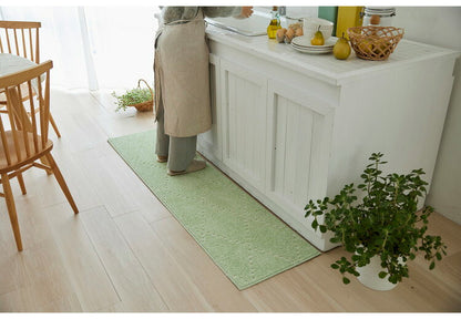 日本製 ラグ 45×180cm キッチンマット 滑り止め ポント モロッカン模様 アクセント カラーライン タフトラグ ベージュ グリーン ブルーグレー 国産 スミノエ Suminoe(代引不可)