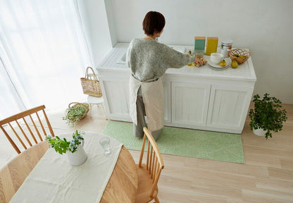 日本製 ラグ 45×180cm キッチンマット 滑り止め ポント モロッカン模様 アクセント カラーライン タフトラグ ベージュ グリーン ブルーグレー 国産 スミノエ Suminoe(代引不可)