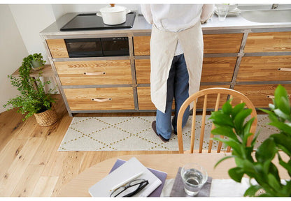 日本製 ラグ 45×240cm キッチンマット 滑り止め ポント モロッカン模様 アクセント カラーライン タフトラグ ベージュ グリーン ブルーグレー 国産 スミノエ Suminoe(代引不可)