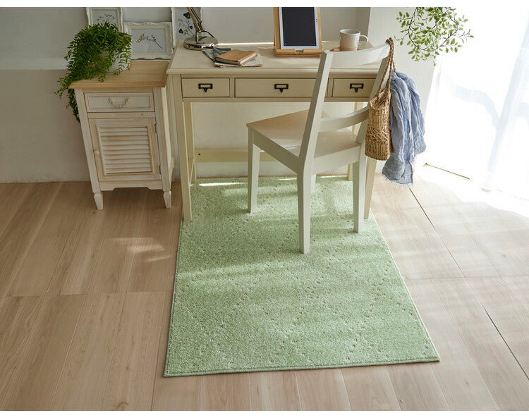 日本製 ラグ 90×130cm 滑り止め ポント モロッカン模様 アクセント カラーライン タフトラグ ベージュ グリーン ブルーグレー 国産 スミノエ Suminoe 北欧(代引不可)