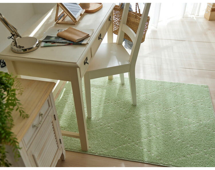 日本製 ラグ 90×130cm 滑り止め ポント モロッカン模様 アクセント カラーライン タフトラグ ベージュ グリーン ブルーグレー 国産 スミノエ Suminoe 北欧(代引不可)