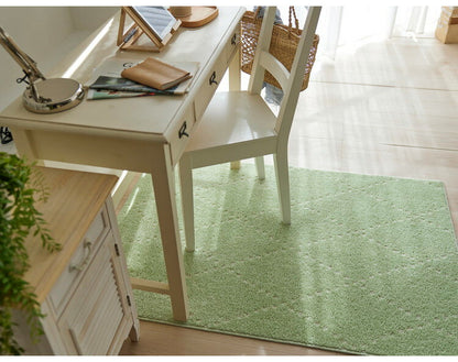 日本製 ラグ 90×130cm 滑り止め ポント モロッカン模様 アクセント カラーライン タフトラグ ベージュ グリーン ブルーグレー 国産 スミノエ Suminoe 北欧(代引不可)