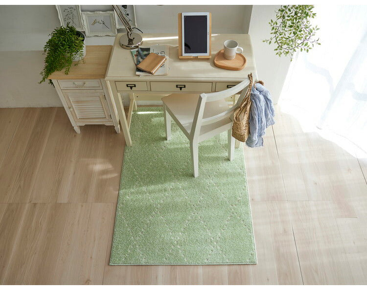 日本製 ラグ 90×130cm 滑り止め ポント モロッカン模様 アクセント カラーライン タフトラグ ベージュ グリーン ブルーグレー 国産 スミノエ Suminoe 北欧(代引不可)