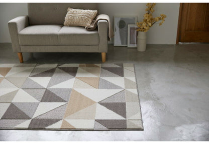 日本製 ラグ 130×190cm 防ダニ 滑り止め シーン 幾何学模様 リサイクルポリ素材使用 タフトラグ ベージュ ブルー グリーン パープル 国産 スミノエ Suminoe 北欧(代引不可)