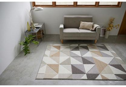 日本製 ラグ 130×190cm 防ダニ 滑り止め シーン 幾何学模様 リサイクルポリ素材使用 タフトラグ ベージュ ブルー グリーン パープル 国産 スミノエ Suminoe 北欧(代引不可)