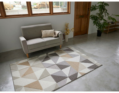 日本製 ラグ 130×190cm 防ダニ 滑り止め シーン 幾何学模様 リサイクルポリ素材使用 タフトラグ ベージュ ブルー グリーン パープル 国産 スミノエ Suminoe 北欧(代引不可)