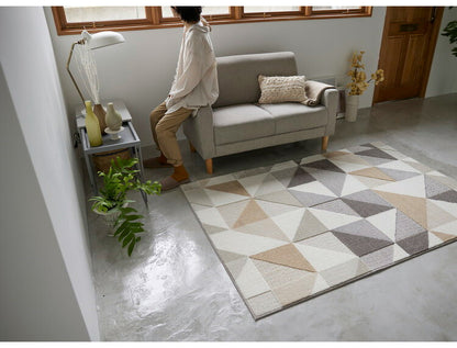 日本製 ラグ 130×190cm 防ダニ 滑り止め シーン 幾何学模様 リサイクルポリ素材使用 タフトラグ ベージュ ブルー グリーン パープル 国産 スミノエ Suminoe 北欧(代引不可)