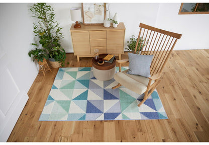 日本製 ラグ 130×190cm 防ダニ 滑り止め シーン 幾何学模様 リサイクルポリ素材使用 タフトラグ ベージュ ブルー グリーン パープル 国産 スミノエ Suminoe 北欧(代引不可)