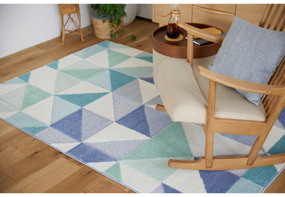 日本製 ラグ 130×190cm 防ダニ 滑り止め シーン 幾何学模様 リサイクルポリ素材使用 タフトラグ ベージュ ブルー グリーン パープル 国産 スミノエ Suminoe 北欧(代引不可)