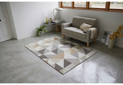 日本製 ラグ 130×190cm 防ダニ 滑り止め シーン 幾何学模様 リサイクルポリ素材使用 タフトラグ ベージュ ブルー グリーン パープル 国産 スミノエ Suminoe 北欧(代引不可)