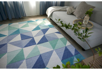 日本製 ラグ 190×190cm 防ダニ 滑り止め シーン 幾何学模様 リサイクルポリ素材使用 タフトラグ ベージュ ブルー グリーン パープル 国産 スミノエ Suminoe 北欧(代引不可)