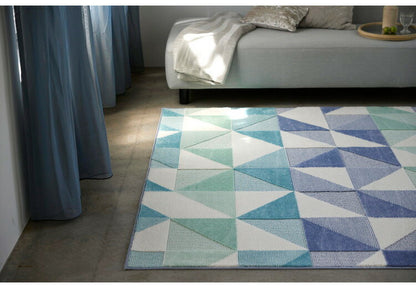 日本製 ラグ 190×190cm 防ダニ 滑り止め シーン 幾何学模様 リサイクルポリ素材使用 タフトラグ ベージュ ブルー グリーン パープル 国産 スミノエ Suminoe 北欧(代引不可)