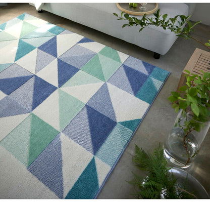 日本製 ラグ 190×190cm 防ダニ 滑り止め シーン 幾何学模様 リサイクルポリ素材使用 タフトラグ ベージュ ブルー グリーン パープル 国産 スミノエ Suminoe 北欧(代引不可)