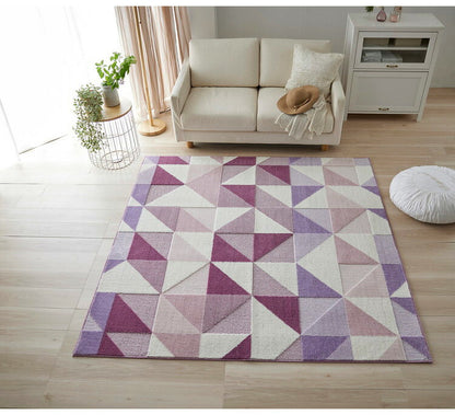 日本製 ラグ 190×190cm 防ダニ 滑り止め シーン 幾何学模様 リサイクルポリ素材使用 タフトラグ ベージュ ブルー グリーン パープル 国産 スミノエ Suminoe 北欧(代引不可)