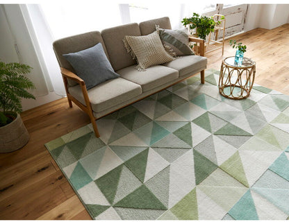 日本製 ラグ 190×240cm 防ダニ 滑り止め シーン 幾何学模様 リサイクルポリ素材使用 タフトラグ ベージュ ブルー グリーン パープル 国産 スミノエ Suminoe 北欧(代引不可)