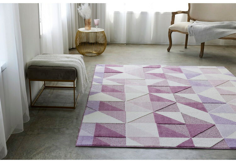 日本製 ラグ 190×240cm 防ダニ 滑り止め シーン 幾何学模様 リサイクルポリ素材使用 タフトラグ ベージュ ブルー グリーン パープル 国産 スミノエ Suminoe 北欧(代引不可)