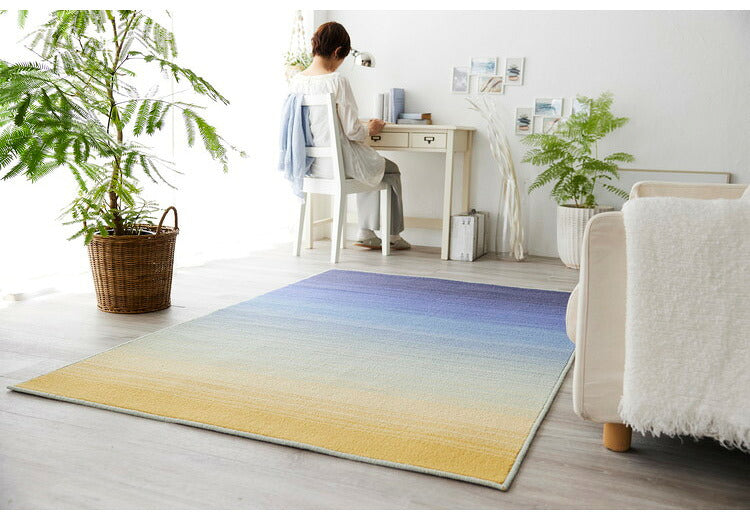 日本製 ラグ 130×190cm 防ダニ 滑り止め ソライロ グラデーションラグ 薄明色 紅掛空色 瞑色 ブルー パープル ネイビー 国産 スミノエ Suminoe 北欧 モダン シンプル(代引不可)