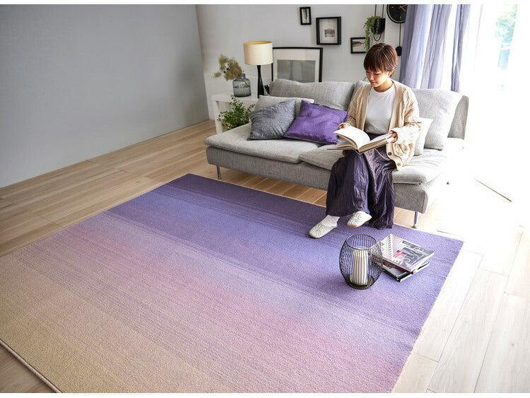 日本製 ラグ 190×240cm 防ダニ 滑り止め ソライロ グラデーションラグ 薄明色 紅掛空色 瞑色 ブルー パープル ネイビー 国産 スミノエ Suminoe 北欧 モダン シンプル(代引不可)