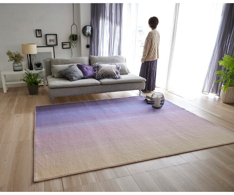 日本製 ラグ 190×240cm 防ダニ 滑り止め ソライロ グラデーションラグ 薄明色 紅掛空色 瞑色 ブルー パープル ネイビー 国産 スミノエ Suminoe 北欧 モダン シンプル(代引不可)