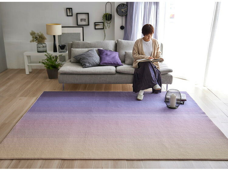 日本製 ラグ 190×240cm 防ダニ 滑り止め ソライロ グラデーションラグ 薄明色 紅掛空色 瞑色 ブルー パープル ネイビー 国産 スミノエ Suminoe 北欧 モダン シンプル(代引不可)