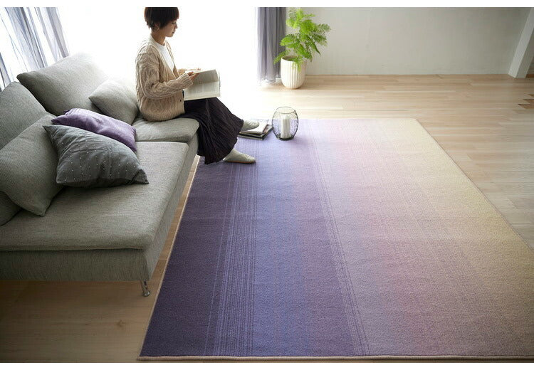 日本製 ラグ 190×240cm 防ダニ 滑り止め ソライロ グラデーションラグ 薄明色 紅掛空色 瞑色 ブルー パープル ネイビー 国産 スミノエ Suminoe 北欧 モダン シンプル(代引不可)