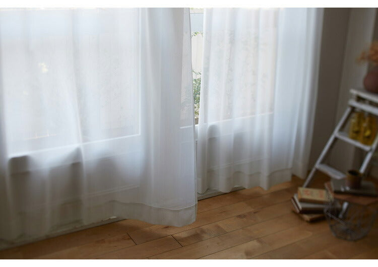 洗える 幅100cm レース カーテン 国産 北欧 かわいい おしゃれ リビング 新生活 一人暮らし 目隠し日本製 窓 インテリア シンプル ウォッシャブル ブロンシェ BLANCHE デザインライフ DESIGN LIFE(代引不可)