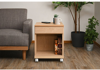 サイドテーブル A型(引出)  幅40cm ワイヤレス充電機能 キャスター マガジンラック 引き出し リビング ソファ 収納(代引不可)