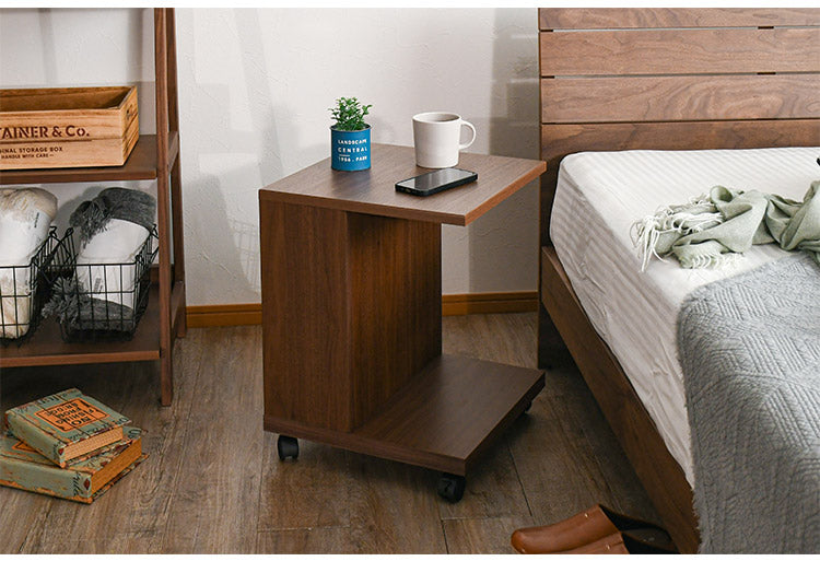 サイドテーブル B型(引OP)  幅40cm ワイヤレス充電機能 キャスター マガジンラック 引き出し リビング ソファ 収納(代引不可)