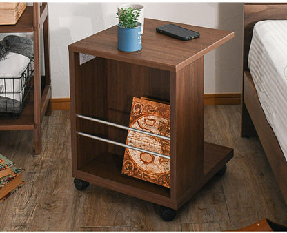 サイドテーブル B型(引OP)  幅40cm ワイヤレス充電機能 キャスター マガジンラック 引き出し リビング ソファ 収納(代引不可)