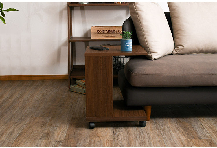 サイドテーブル B型(引OP)  幅40cm ワイヤレス充電機能 キャスター マガジンラック 引き出し リビング ソファ 収納(代引不可)