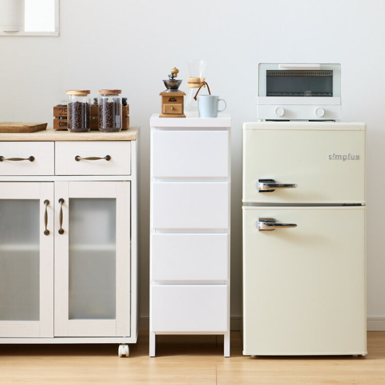 ランドリー収納 完成品 国産 幅30cm 薄型 ロータイプ 収納 隙間収納 ランドリーラック ストッパー付き引き出し オープン棚板 耐震ダボ チェスト 省スペース 隙間 大川家具(代引不可)