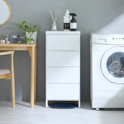 ランドリー収納 完成品 国産 幅40cm 薄型 ロータイプ 収納 隙間収納 ランドリーラック ストッパー付き引き出し オープン棚板 耐震ダボ チェスト 省スペース 隙間 大川家具(代引不可)