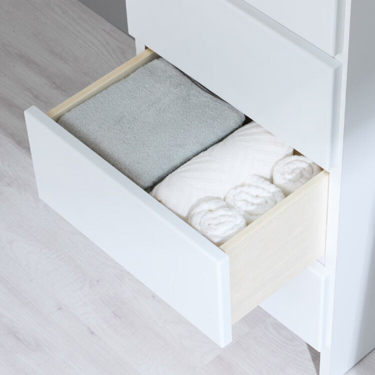 ランドリー収納 完成品 国産 幅40cm 薄型 ロータイプ 収納 隙間収納 ランドリーラック ストッパー付き引き出し オープン棚板 耐震ダボ チェスト 省スペース 隙間 大川家具(代引不可)