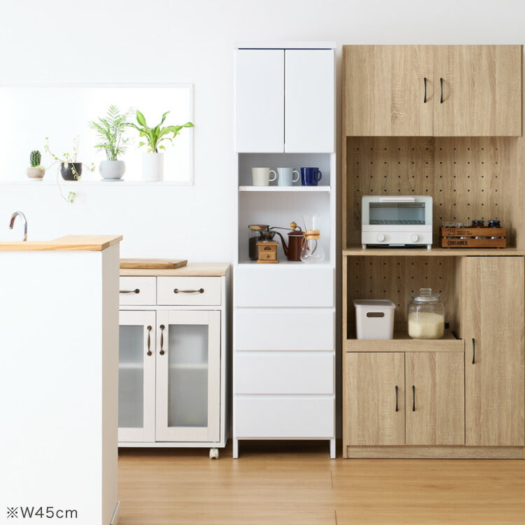 ランドリー収納 完成品 国産 幅40cm 薄型 ハイタイプ 収納 隙間収納 ランドリーラック ストッパー付き引き出し オープン棚板 耐震ダボ チェスト 省スペース 隙間 大川家具(代引不可)