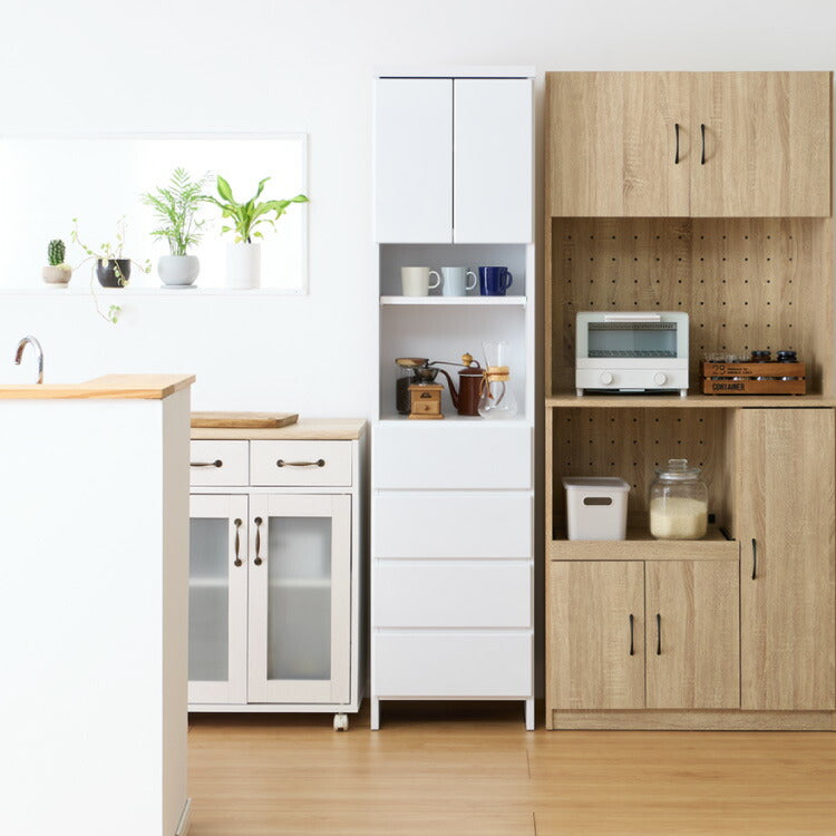 ランドリー収納 完成品 国産 幅45cm 薄型 ハイタイプ 収納 隙間収納 ランドリーラック ストッパー付き引き出し オープン棚板 耐震ダボ チェスト 省スペース 隙間 大川家具(代引不可)