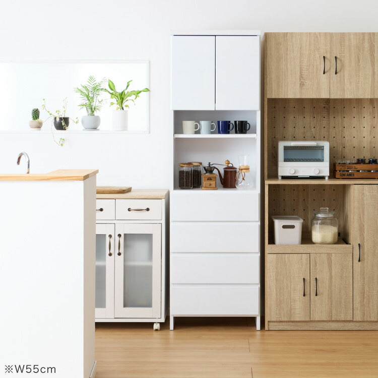 ランドリー収納 完成品 国産 幅60cm 薄型 ハイタイプ 収納 隙間収納 ランドリーラック ストッパー付き引き出し オープン棚板 耐震ダボ チェスト 省スペース 隙間 大川家具(代引不可)