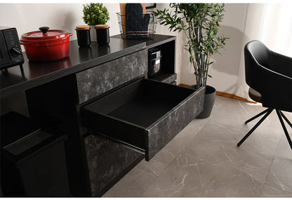 キッチンカウンター 幅120cm キッチンワゴン 収納 キッチン 伸縮可能 ロータイプ 日本製 お客様一部組み立て品 引き出し付き フルスライドレール(代引不可)