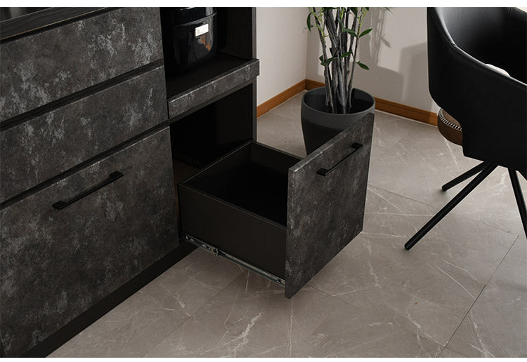 キッチンカウンター 幅120cm キッチンワゴン 収納 キッチン 伸縮可能 ロータイプ 日本製 お客様一部組み立て品 引き出し付き フルスライドレール(代引不可)