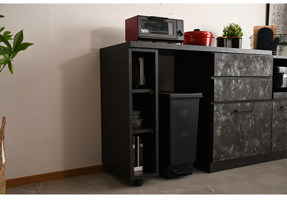 キッチンカウンター 幅120cm キッチンワゴン 収納 キッチン 伸縮可能 ロータイプ 日本製 お客様一部組み立て品 引き出し付き フルスライドレール(代引不可)