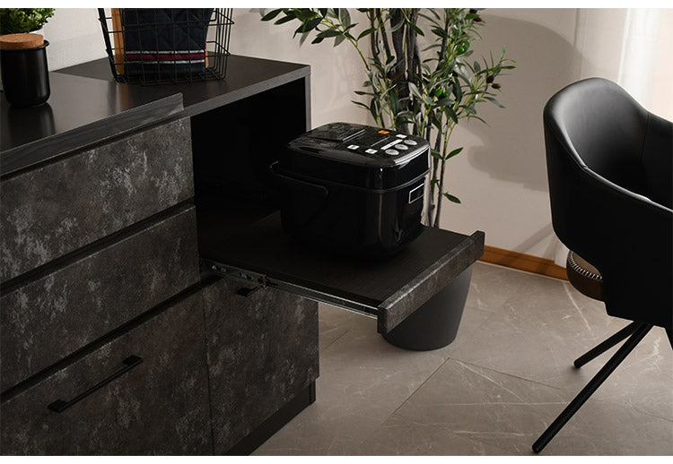 キッチンカウンター 幅120cm キッチンワゴン 収納 キッチン 伸縮可能 ロータイプ 日本製 お客様一部組み立て品 引き出し付き フルスライドレール(代引不可)