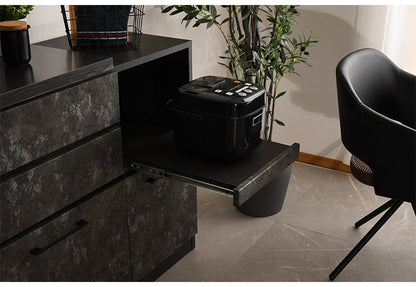 キッチンカウンター 幅120cm キッチンワゴン 収納 キッチン 伸縮可能 ロータイプ 日本製 お客様一部組み立て品 引き出し付き フルスライドレール(代引不可)