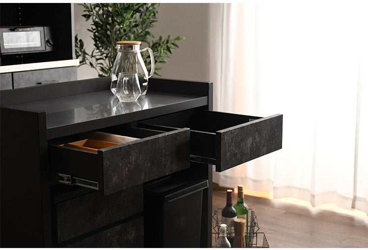 間仕切りカウンター 幅83cm 引き出し付き 収納 背面化粧仕立て フルスライドレール付き 完成品 すき間収納 ラック リビング収納 玄関収納 キッチン収納(代引不可)