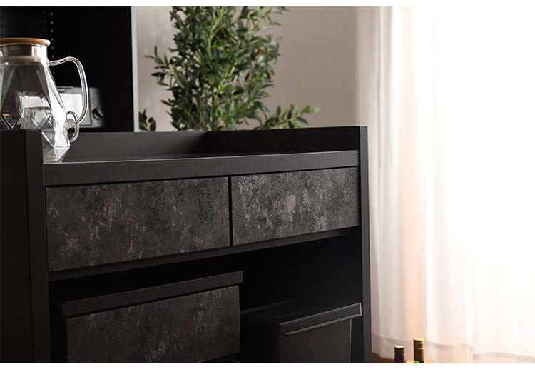 間仕切りカウンター 幅83cm 引き出し付き 収納 背面化粧仕立て フルスライドレール付き 完成品 すき間収納 ラック リビング収納 玄関収納 キッチン収納(代引不可)