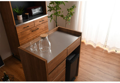 間仕切りカウンター 幅83cm 引き出し付き 収納 背面化粧仕立て フルスライドレール付き 完成品 すき間収納 ラック リビング収納 玄関収納 キッチン収納(代引不可)