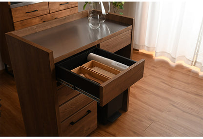 間仕切りカウンター 幅83cm 引き出し付き 収納 背面化粧仕立て フルスライドレール付き 完成品 すき間収納 ラック リビング収納 玄関収納 キッチン収納(代引不可)