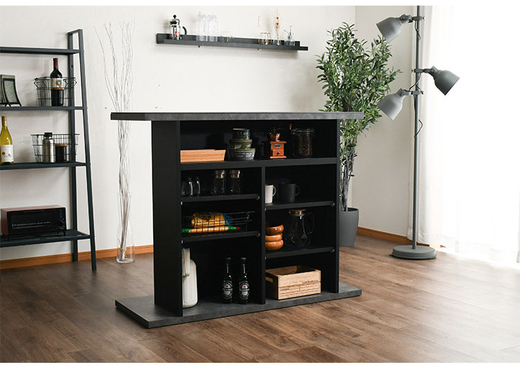 バーカウンター 幅120cm シンプル モダン オープンタイプ収納 高さ調節可能 棚板可動式 日本製 完成品 バー bar キッチン収納(代引不可)