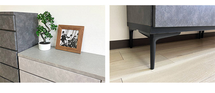 ハイチェスト 幅80cm 5段 石目調 シンプル 高級感 引き出し フルスライドレール付き キャビネット 収納 リビング収納 ボックス お客様一部組み立て品(代引不可)