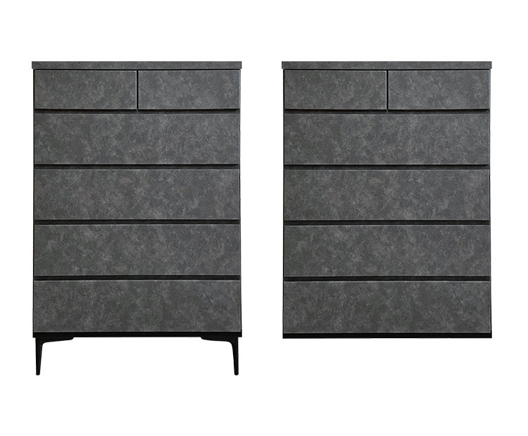 ハイチェスト 幅80cm 5段 石目調 シンプル 高級感 引き出し フルスライドレール付き キャビネット 収納 リビング収納 ボックス お客様一部組み立て品(代引不可)